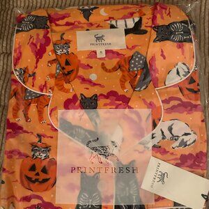 Halloween House Cats - Long PJ Set - Jack O' Lantern - XL
